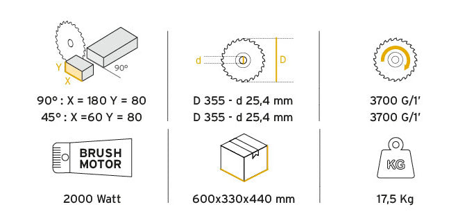 Troncatrici per metalli TRMA355 2000W