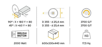 Troncatrici per metalli TRMA355 2000W