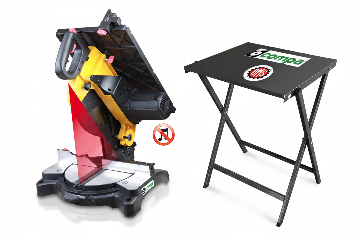 Troncatrice ORANGE 305 ECO e Tavolino Acc.1 affiancati